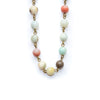 Necklace with pastel-colored amazonite beads on a white background