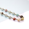Necklace with multicolored amazonite beads on a white background
