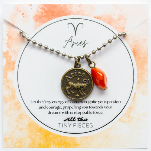 Aries & Carnelian Charm Necklace