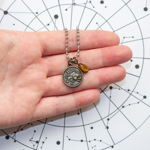 Leo & Tiger's Eye Charm Necklace