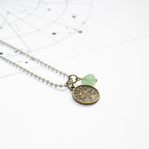 Libra & Green Aventurine Charm Necklace