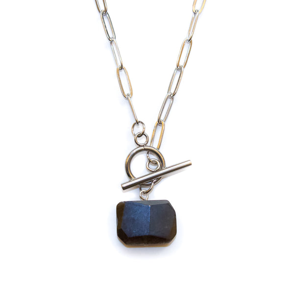 Obsidian Rectangle Toggle Necklace