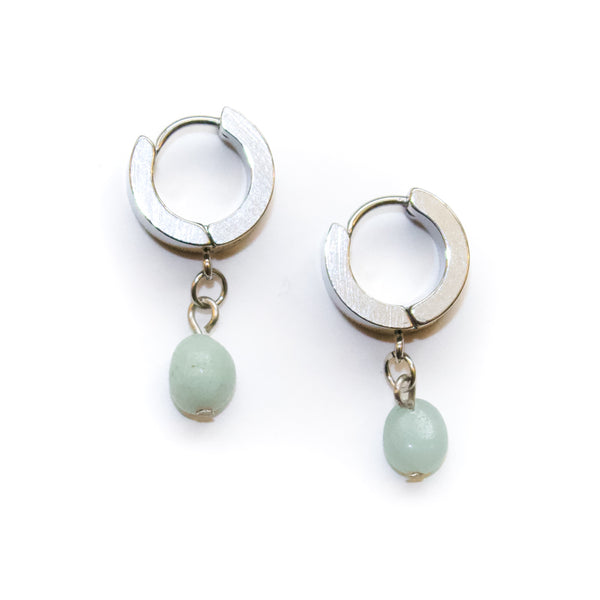Amazonite Huggie Hoop Earrings