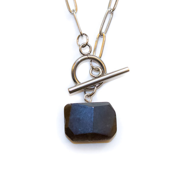 Obsidian Rectangle Toggle Necklace