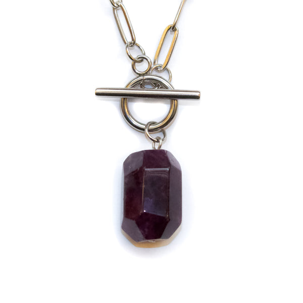 Amethyst Barrel Toggle Necklace