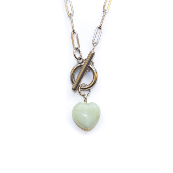 Amazonite Heart Toggle Necklace