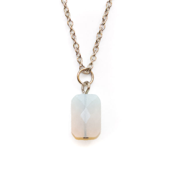 Dainty Opalite Rectangle Necklace