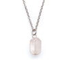 Dainty Rose Quartz Rectangle Necklace