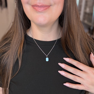 Dainty Opalite Rectangle Necklace
