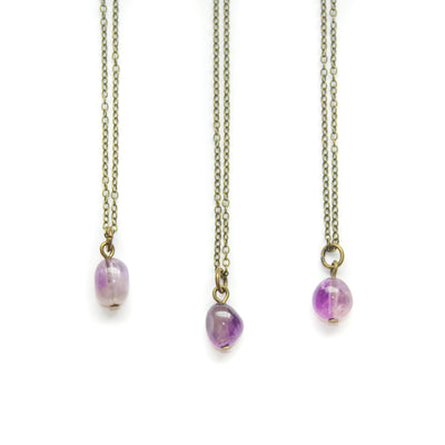 Dainty Amethyst Pebble Necklace