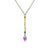 Rainbow Pebble Y Necklace