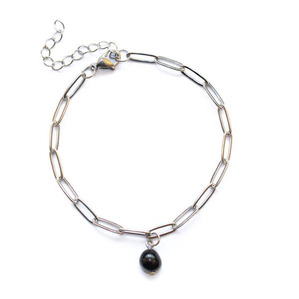 Obsidian Chain Anklet
