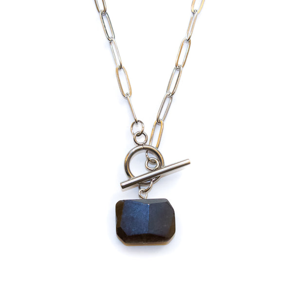 Obsidian Rectangle Toggle Necklace