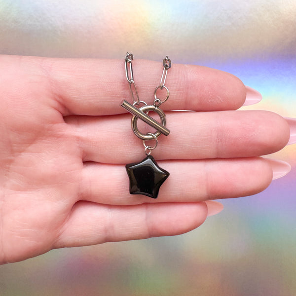 Obsidian Star Toggle Necklace