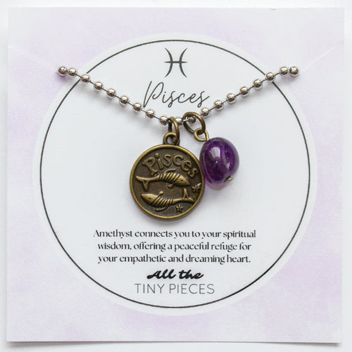 Pisces & Amethyst Charm Necklace