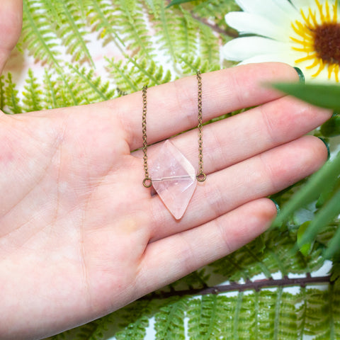 Rose Quartz Diamond Necklace