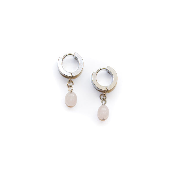 Rose Quartz Huggie Hoop Earrings