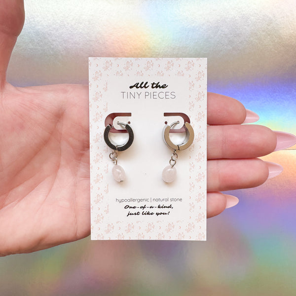 Rose Quartz Huggie Hoop Earrings