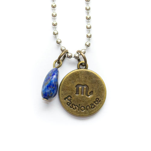 Scorpio & Lapis Lazuli Charm Necklace
