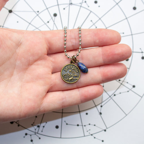 Scorpio & Lapis Lazuli Charm Necklace