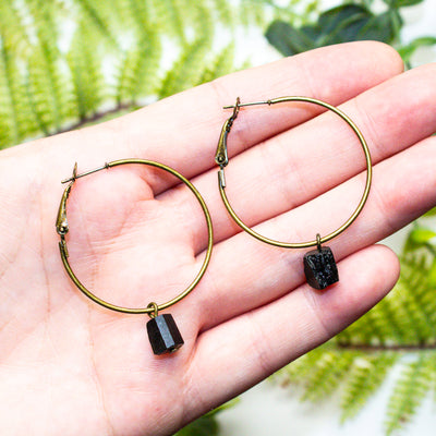 Tiny Black Tourmaline Earrings