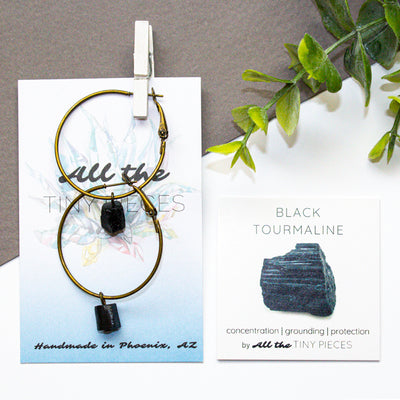 Black Tourmaline Hoops