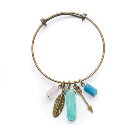 Wandering Charms and Gems Bangle Bracelet