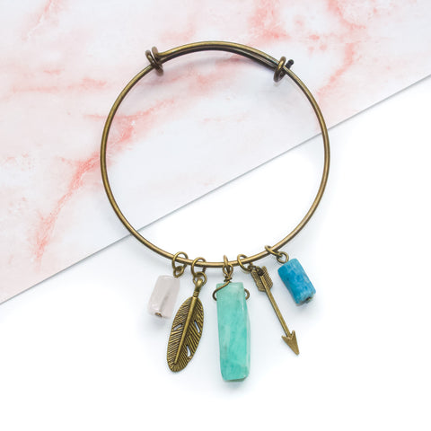 Wandering Charms and Gems Bangle Bracelet