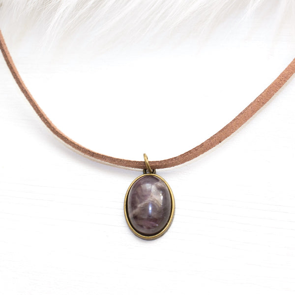 Amethyst Gemstone Choker - Natural Gemstone Vegan Jewelry