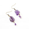 Amethyst Drop Earrings - Raw Crystal Jewelry