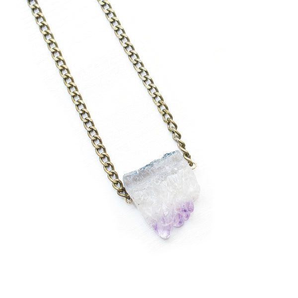 Raw Amethyst Necklace - Natural Gemstone Jewelry