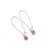 Amethyst Long Hoop Earrings - Raw Crystal Jewelry