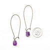 Amethyst Long Hoop Earrings - Raw Crystal Jewelry