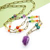 Amethyst Rainbow Beaded Long Necklace