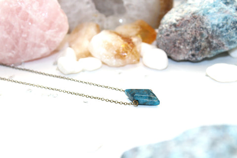 Apatite Diamond Necklace - Natural Gemstone Jewelry