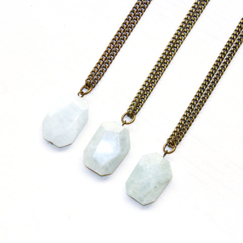 Aquamarine Long Necklace - Natural Gemstone Jewelry