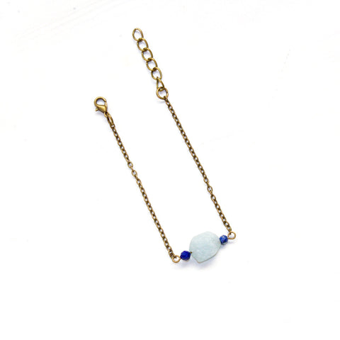Aquamarine Raw Crystal Bracelet - Natural Gemstone Jewelry