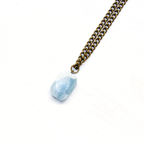 Aquamarine Short Necklace - Natural Gemstone Jewelry