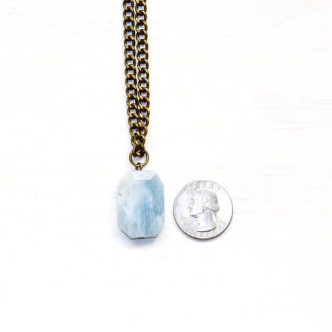 Aquamarine Short Necklace - Natural Gemstone Jewelry