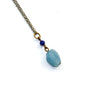 Aquamarine and Lapis Lazuli Drop Necklace - Natural Gemstone Jewelry