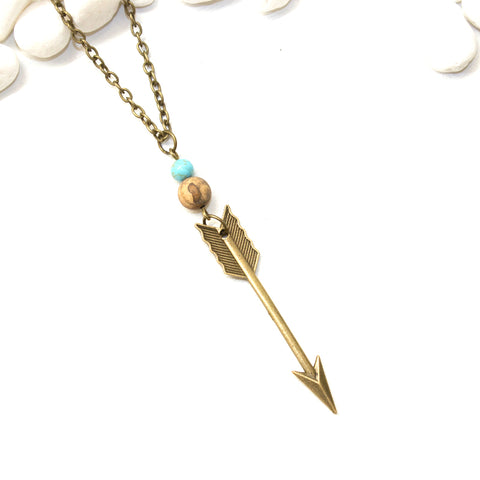 Arrow, Jasper, and Turquoise Necklace - Southwestern Boho Jewelry