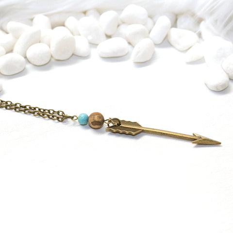 Arrow, Jasper, and Turquoise Necklace - Southwestern Boho Jewelry