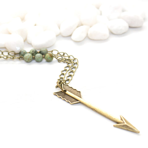 Arrow and Turquoise Necklace - Southwestern Boho Jewelry
