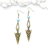 Large Arrowhead and Turquoise Earrings - Southwestern Jewelry