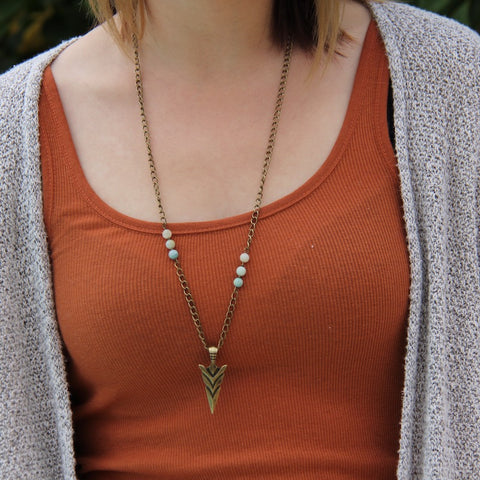 Arrowhead and Amazonite Necklace - Southwestern Boho Jewelry