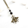 Bee and Black Agate Necklace - Spiritual Boho Jewelry