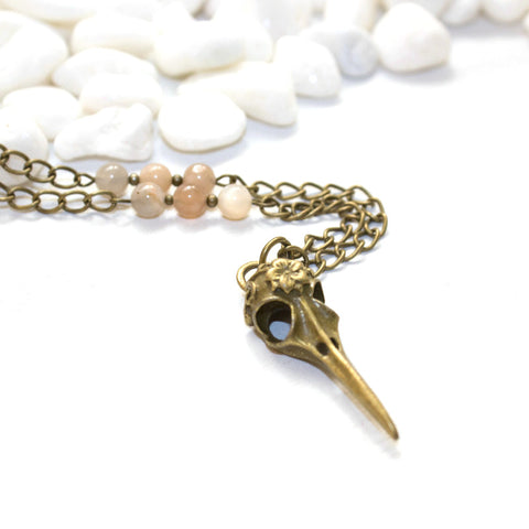 Bird Skull Necklace - Southwestern Boho Jewelry