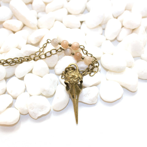 Bird Skull Necklace - Southwestern Boho Jewelry