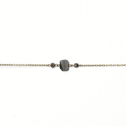 Black Tourmaline Dainty Bracelet - Raw Crystal Jewelry