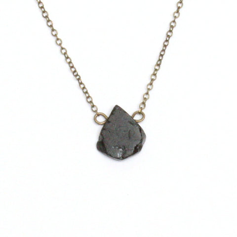 Black Tourmaline Teardrop Necklace - Natural Gemstone Jewelry
